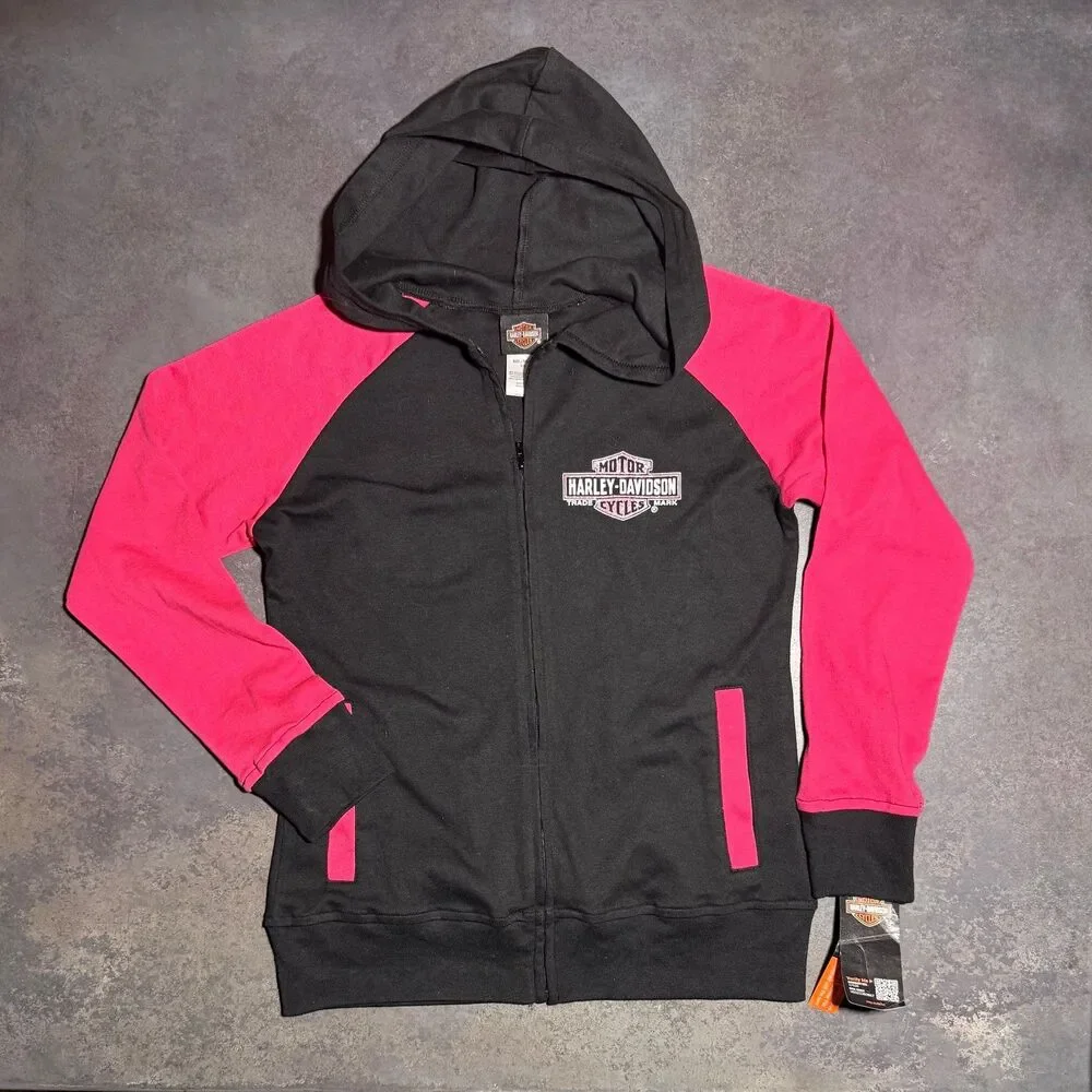 Harley-Davidson | Genuine Legend Hoodie | Pink Black | Girls 7/8